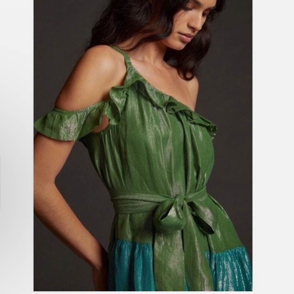 Anthropologie Maeve Green Shimmer dress NWT - Picture 3 of 5